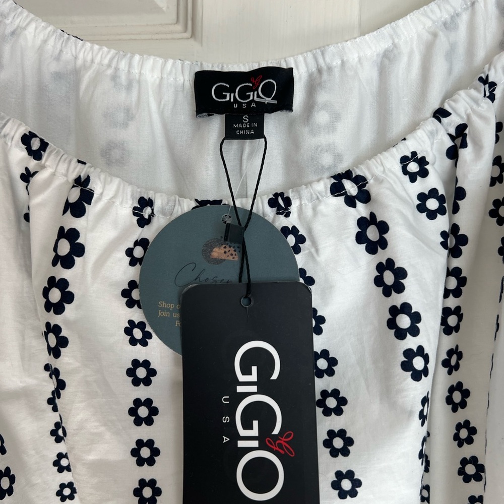 Gigio Women’s Sleeveless Maxi Dress Navy/White with Pockets Size Small NWT